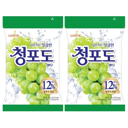 롯데제과 청포도캔디, 323g, 2개