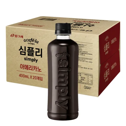 아카페라 심플리 아메리카노 커피, 400ml, 20개