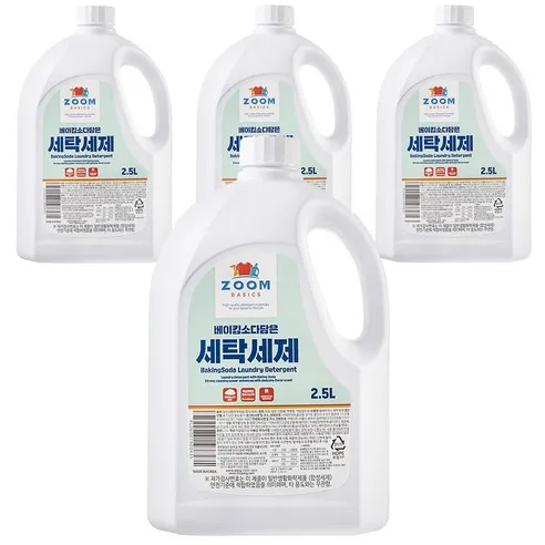 줌 베이직 베이킹소다 담은 액체 세탁세제, 2.5L, 4개