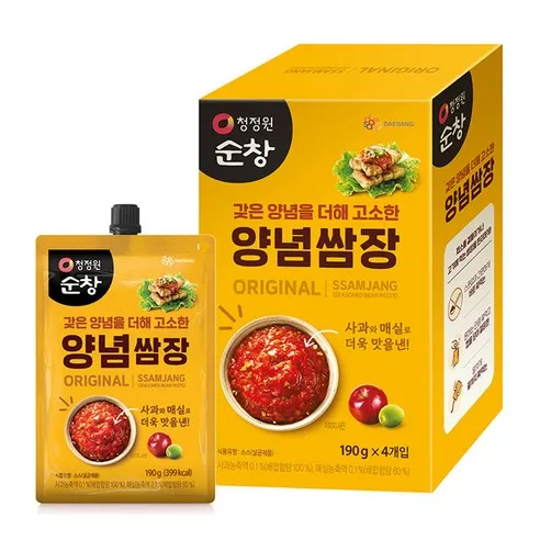 청정원 순창 양념쌈장 4p, 190g, 4개