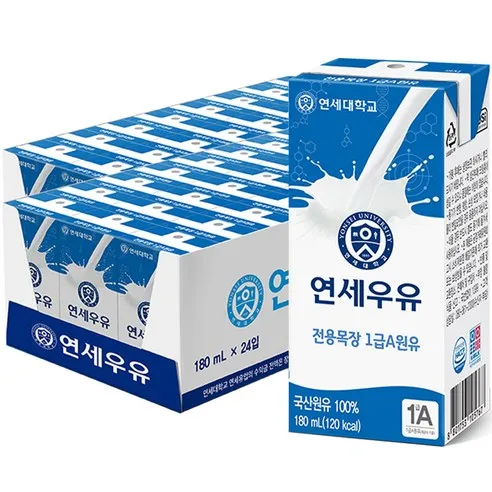 연세우유 멸균 흰우유, 180ml, 48개