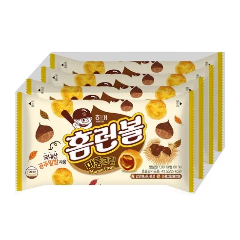 홈런볼 마롱크림 과자, 43g, 4개