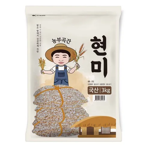 농부곡간 2023년산 햇곡 국산 현미, 3kg, 1개