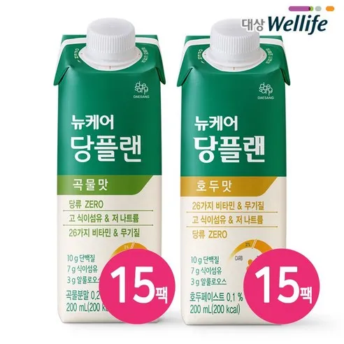 대상웰라이프 뉴케어 당플랜 당류ZERO 곡물맛 호두맛 반반 200ml 30팩