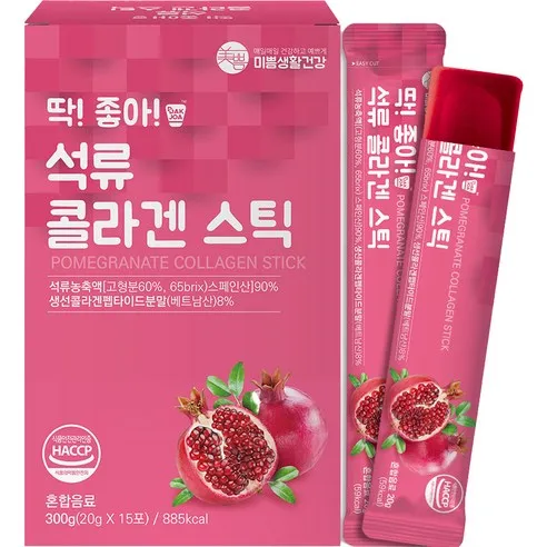 미쁨생활건강 딱좋아 석류 콜라겐 젤리 스틱 15포, 20g, 15개입, 1개