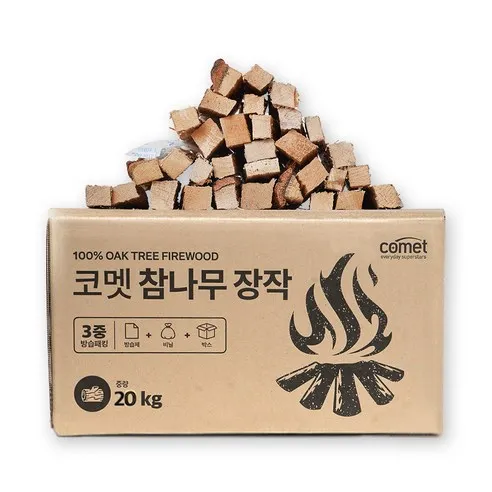 코멧 3중 방습 국산 참나무 장작, 20kg, 1개