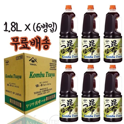 야마사 다시마간장 일본쯔유 소바소스 1.8L 6개무료배송, 1.8L, 6개