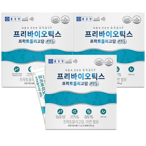 종근당 프리바이오틱스 프락토올리고당 FOS 유산균 30p, 150g, 3개