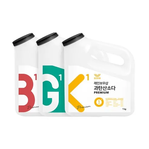 레인보우샵 왕톡톡이 삼총사 구연산 베이직 1kg + 베이킹소다 프리미엄 1kg + 과탄산소다 프리미엄 1kg