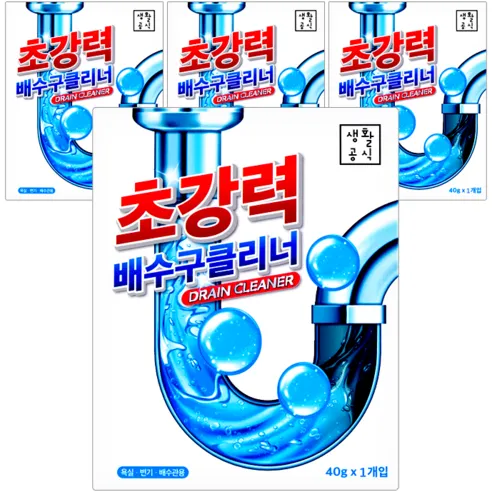 생활공식 초강력 배수구 클리너, 40g, 4개