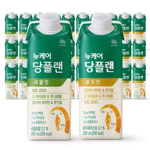 대상웰라이프 뉴케어 당플랜 곡물맛 200ml 15팩+당플랜 호두맛 200ml 15팩 맛있는 당뇨환자용 영양식