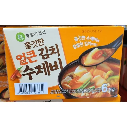 이가자연면 쫄깃한 얼큰 김치수제비, 187g, 12입